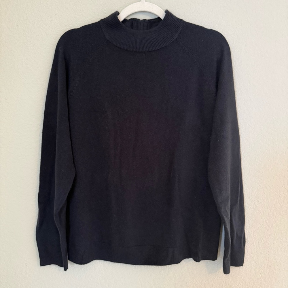 Draper’s & Damon’s High Scoop Neck Zip Back Sweater Black Large